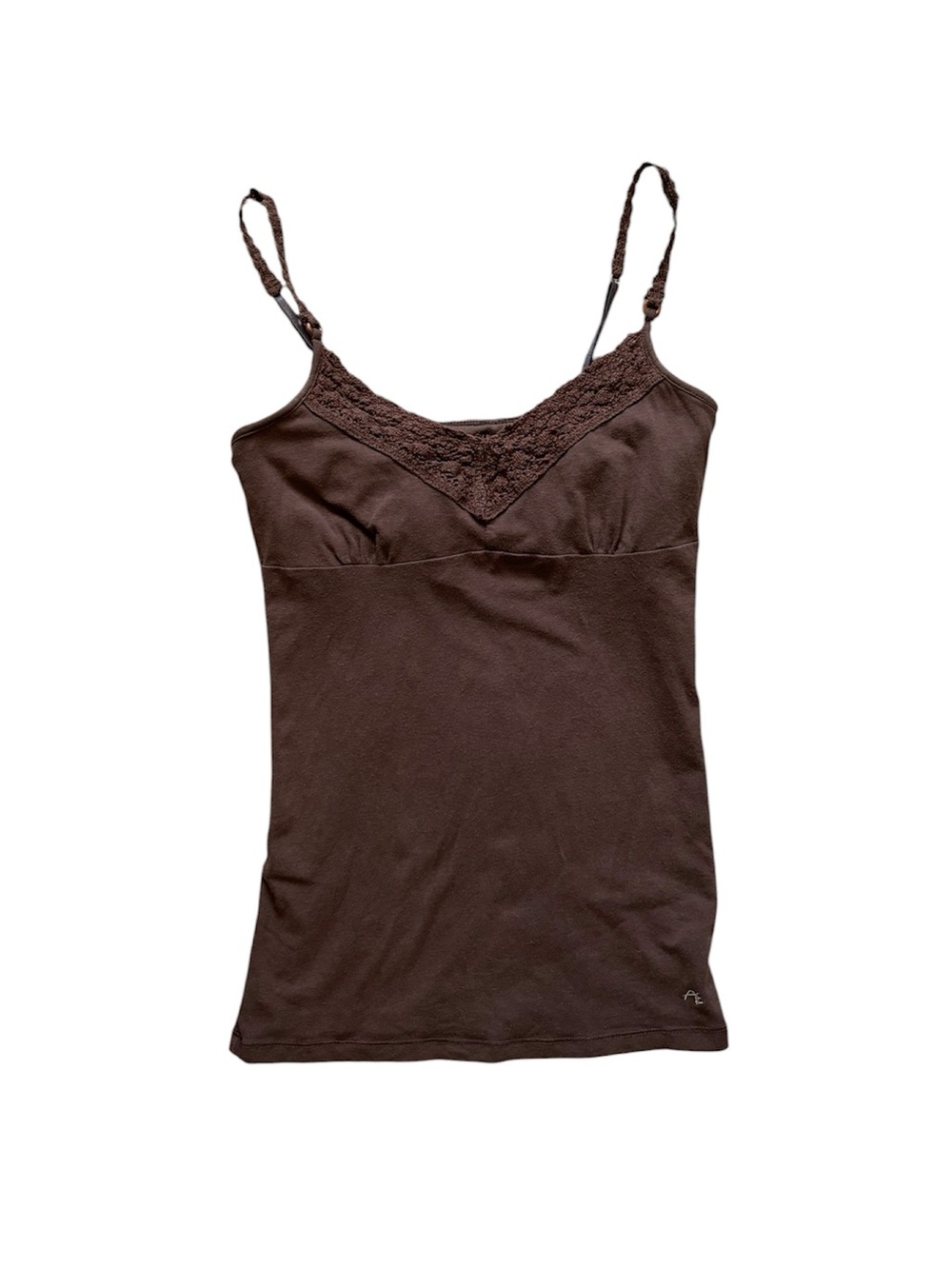 Vintage Y2K American Eagle Brown Crochet Trim Cami Babydoll Bella Swan S